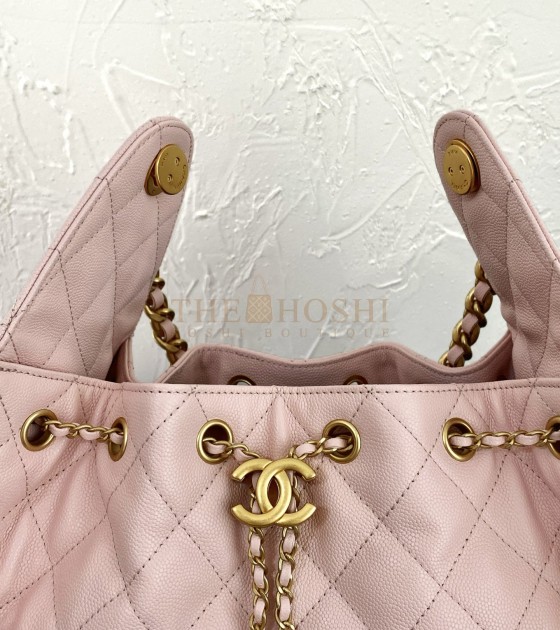 Ch**el 25C Hobo AS5631 Hobo Drawstring Bag Pink Leather with Gold Chain 22*12.5*20CM Master Quality