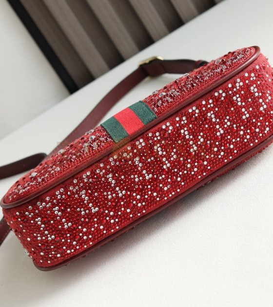 Gvc*1 Ophidia Small Boston Shoulder Bag Burgundy Size 26×15×6.5cm Master Quality