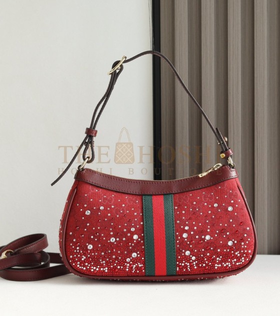 Gvc*1 Ophidia Small Boston Shoulder Bag Burgundy Size 26×15×6.5cm Master Quality