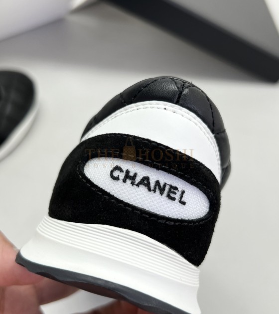 Ch**el Leather Sneakers Black Calfskin Low-Top Women