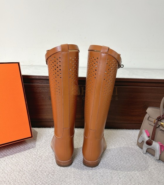 H**me5 Jumping Riding Boots Swift Calfskin Brown Women