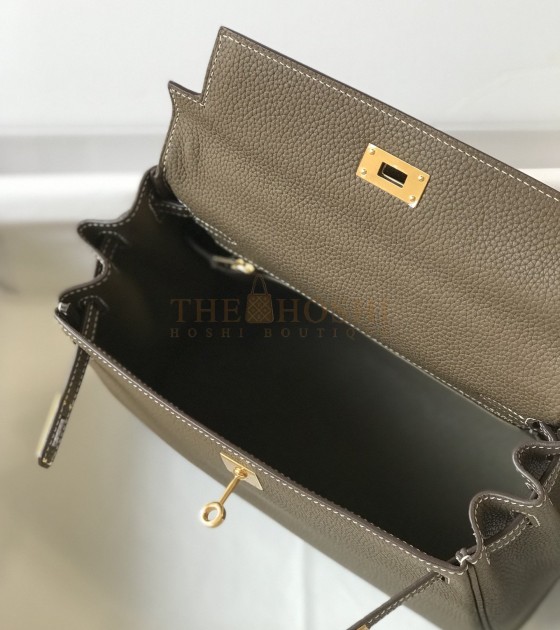 H**me5 Kelly 28 Togo Leather Graphite Grey Gold Hardware 28cm Handmade Master Quality