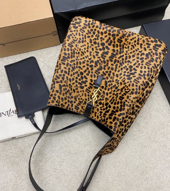 Sa1nt Lau*nt Y51 Jamie Hobo Bag Cow Hair & Lambskin with Leopard Print Size 30×31×13cm Master Quality