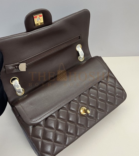 Ch**el CF 25cm Upgraded Lambskin Classic Flap Bag Dark Brown Master Quality
