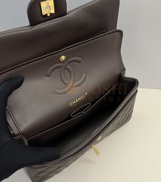 Ch**el CF 25cm Upgraded Lambskin Classic Flap Bag Dark Brown Master Quality