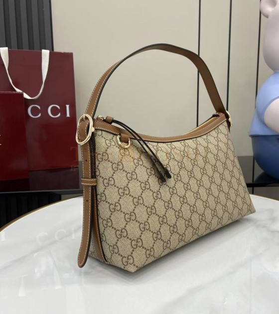 Gvc*1 GG Emblem Fall Collection Beige Ebony GG Canvas Shoulder Bag 30×19×11cm Master Quality