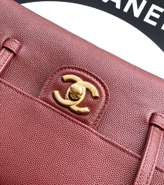 Ch**el Large Button Bag Red Lambskin 15*22*7cm  Master Quality