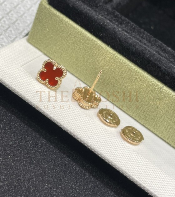 V*n Cl**f & Arpels Alhambra Vintage Earrings Mini 18K Yellow Gold/White Mother-of-Pearl Master Quality