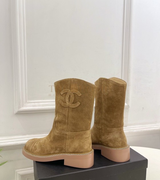 Ch**el CC Logo Ankle Boots Black Lambskin 4cm Heel 35-41 Master Quality