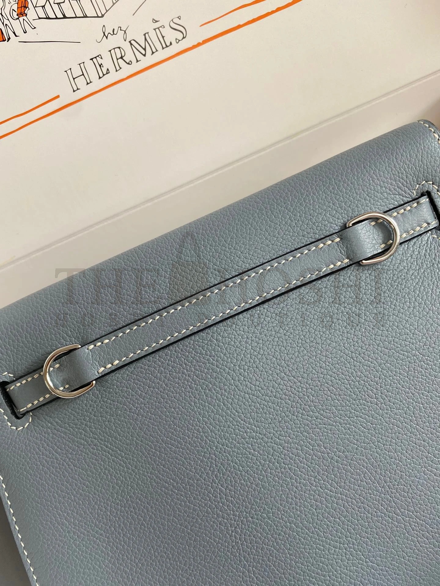 H**me5 Kelly Danse II Handmade Bag In Blue Lin Evercolor Calfskin Master Quality