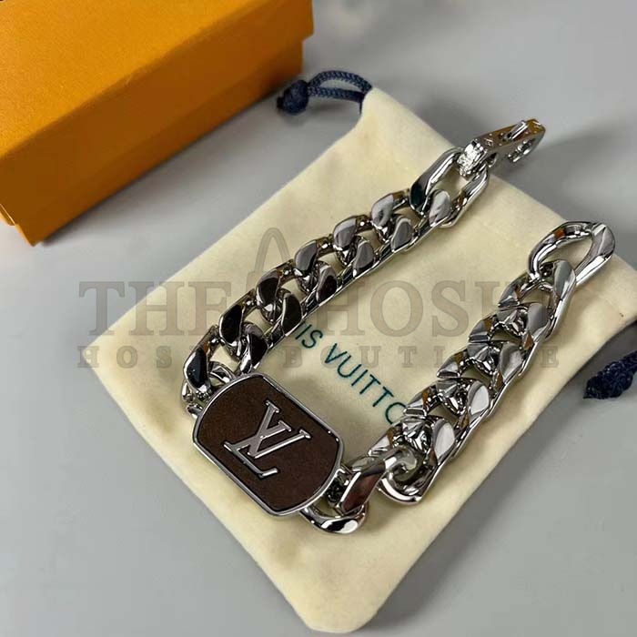 L0vis Vvtt0n Unisex LV Shades Bracelet Brown Metal Silver-Colour Finish Master Quality