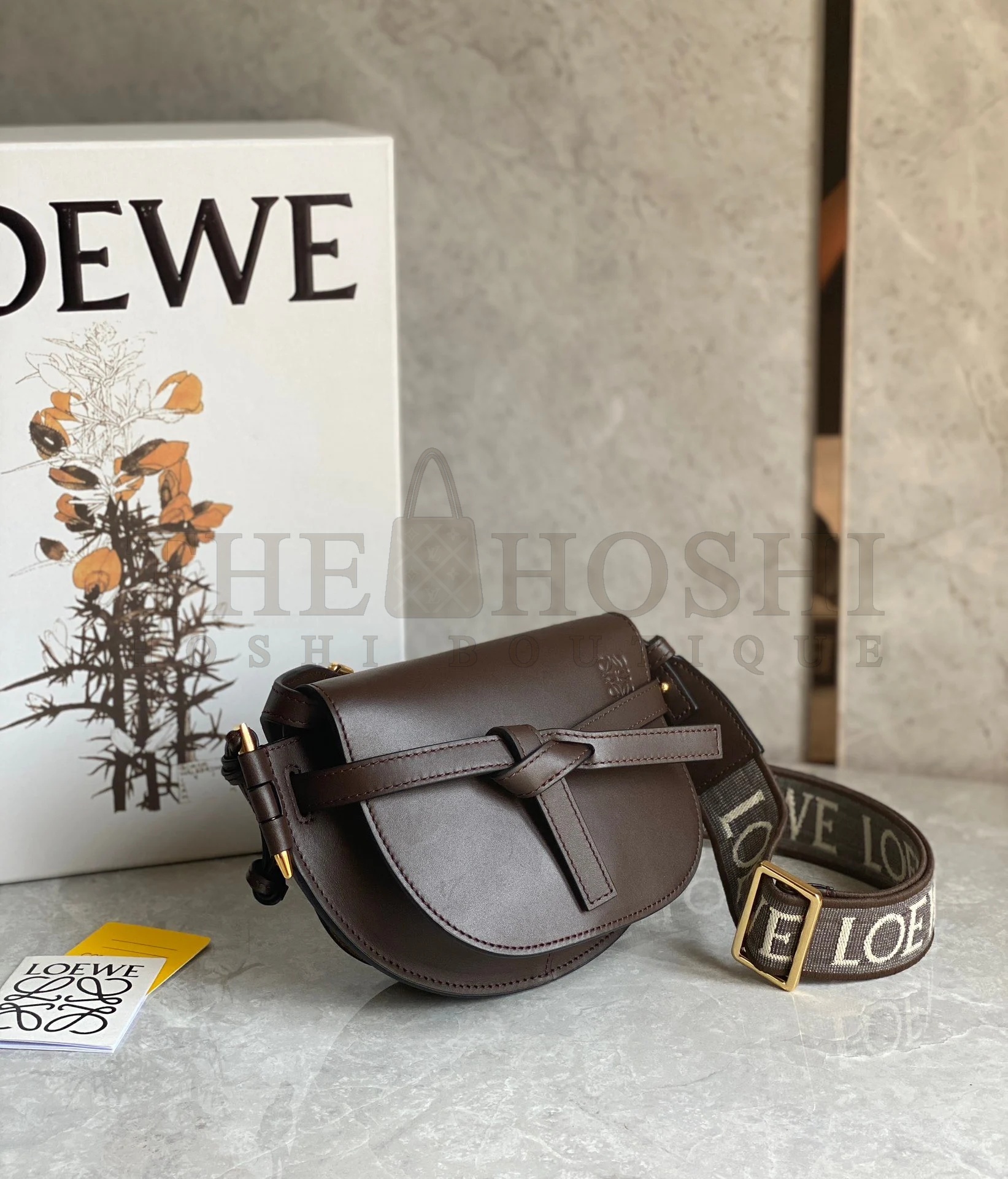 L0ew* Mini Gate Dual Bag In Chocolate Calfskin Master Quality