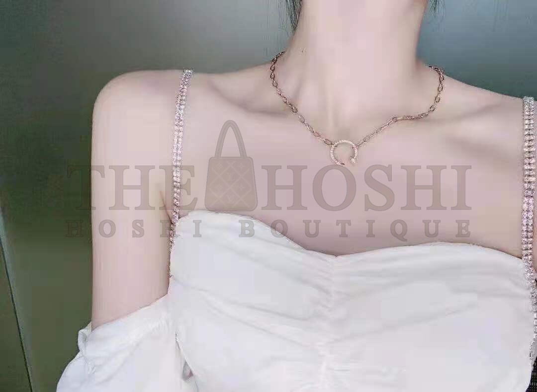 Ca*t1er ROSE GOLD WITH D1am0nd HOOP PENDANT NECKLACE Master Quality