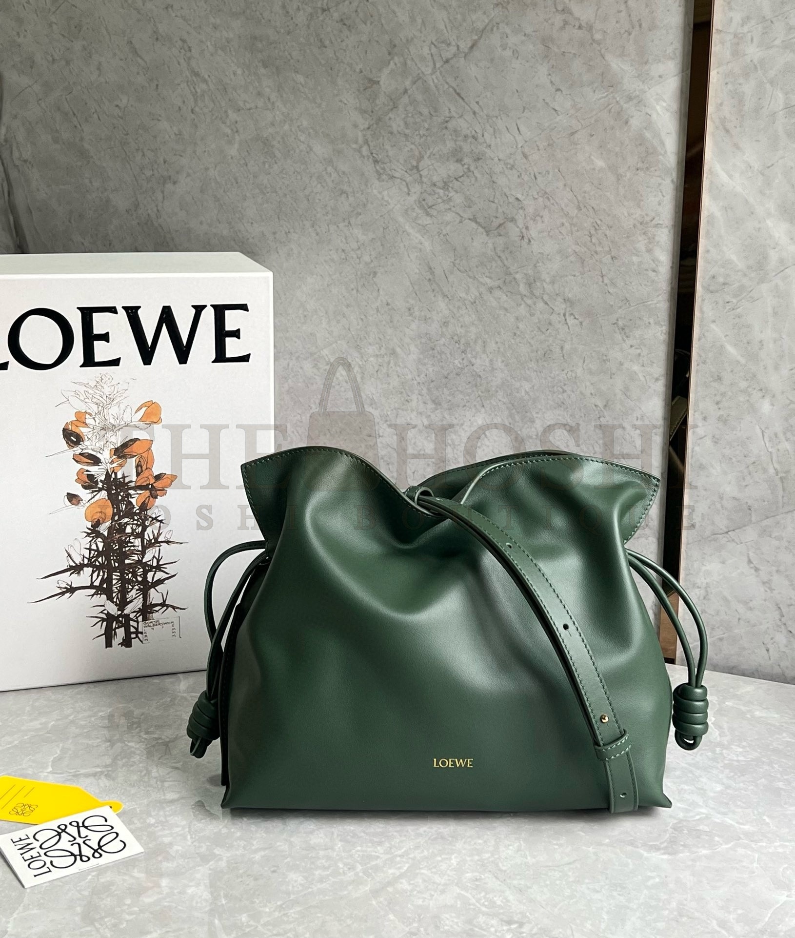 L0ew* Flamenco Clutch Bag in Bottle Green Nappa Calfskin Master Quality