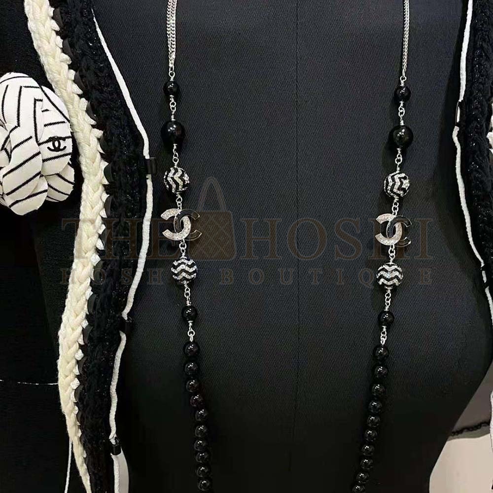 Ch**el Women Long Necklace in Metal Glass Pearls and Strass Master Quality