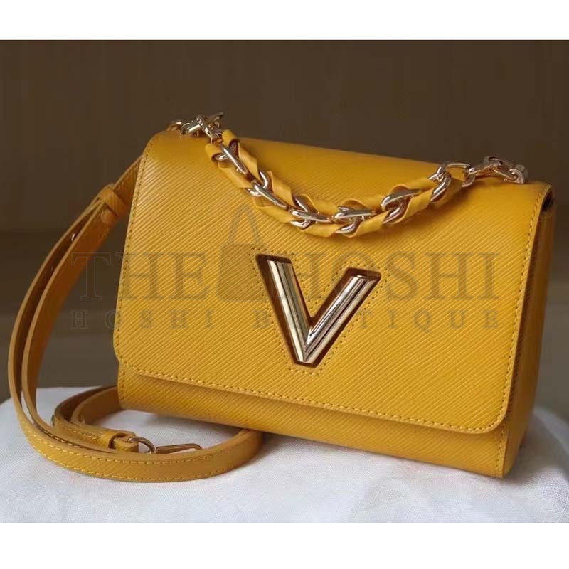 L0vis Vvtt0n LV Women Twist MM Handbag Sunflower Yellow Epi Grained Cowhide Leather Master Quality