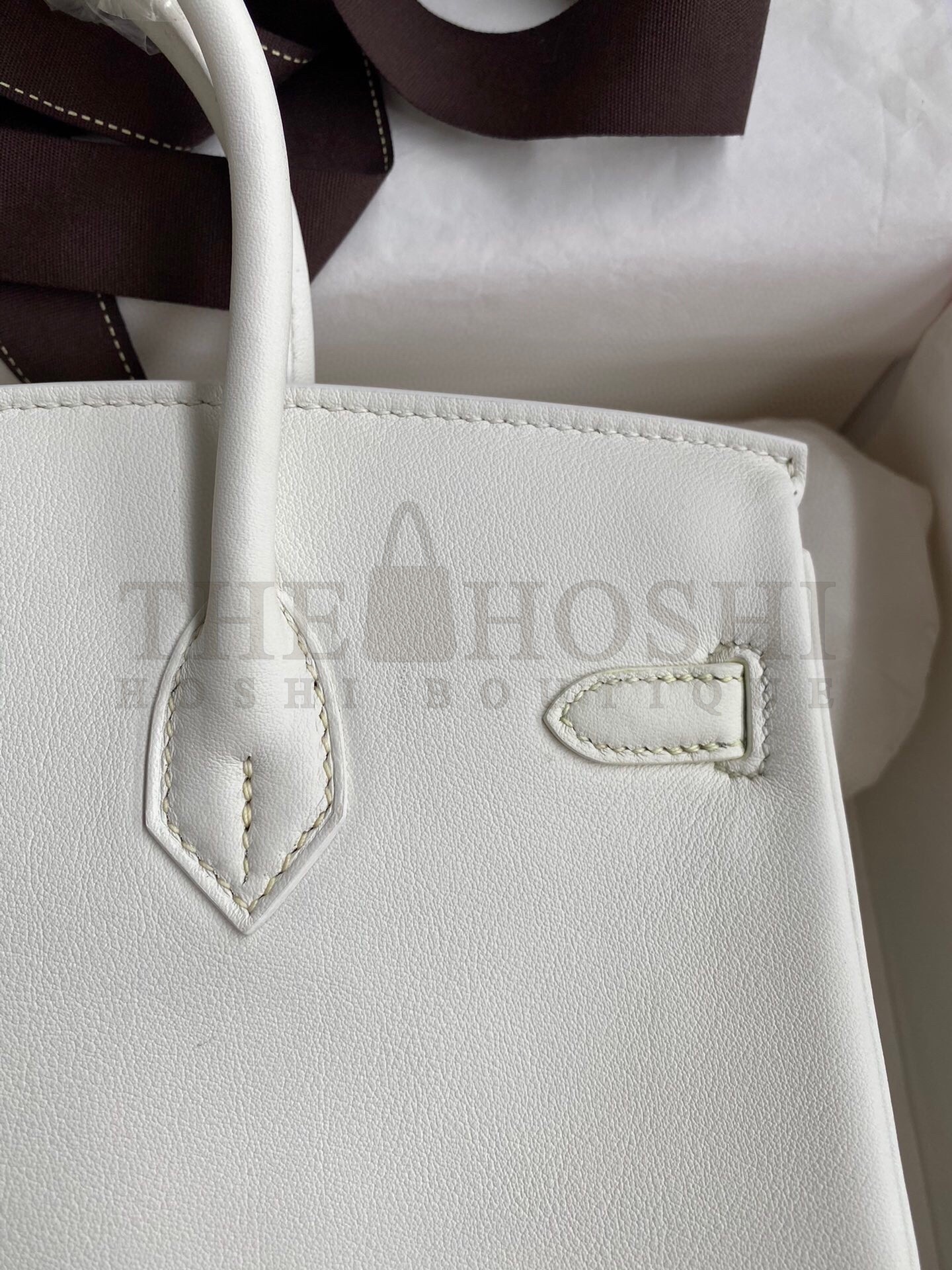 H**me5 Birkin 25 Retourne Handmade Bag In White Swift Calfskin Master Quality