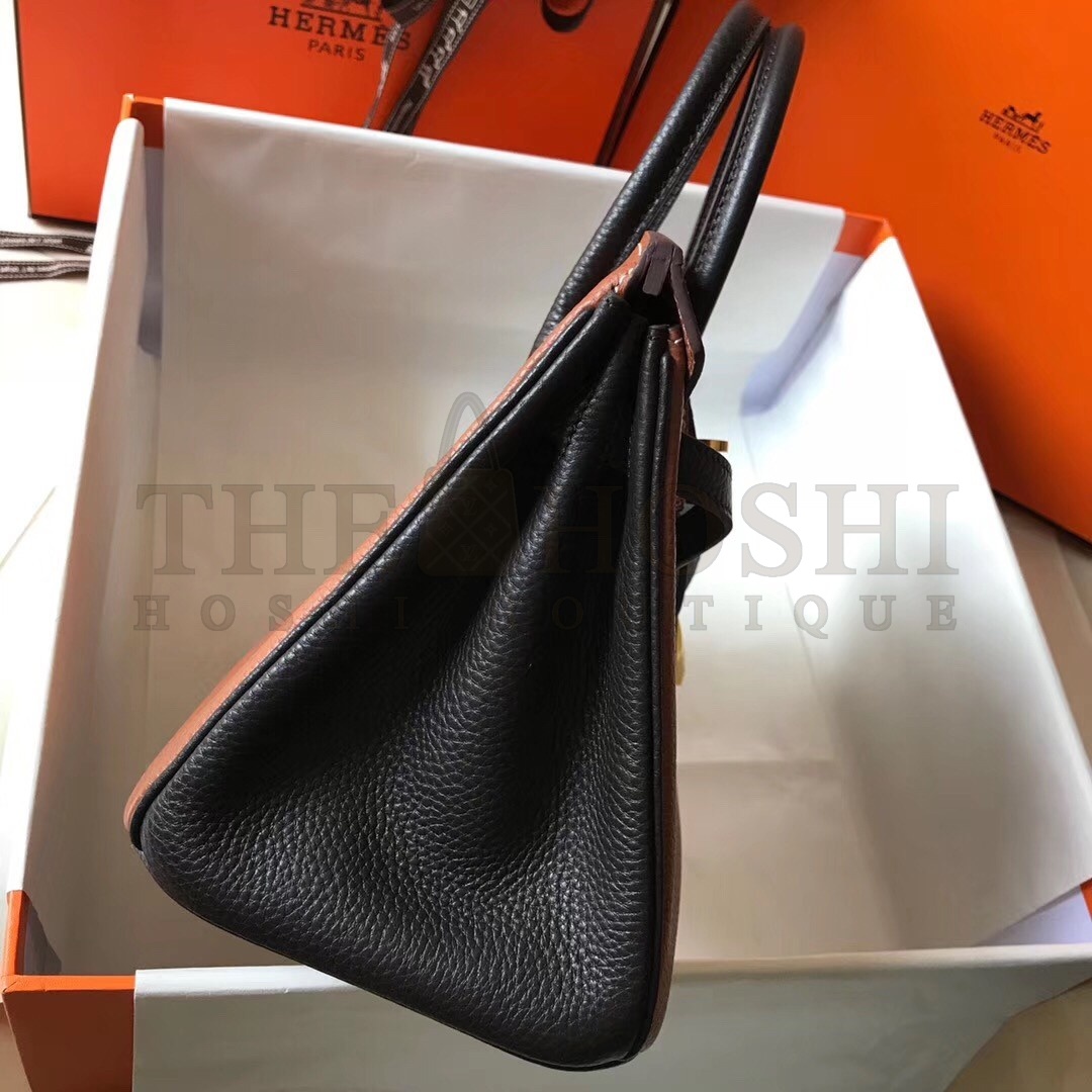 H**me5 Bi-Color Birkin 25cm Bag In Brown/Black Clemence Leather Master Quality