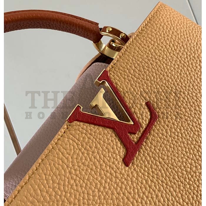 L0vis Vvtt0n LV Women Capucines MM Handbag Beige Brown Taurillon Leather Master Quality
