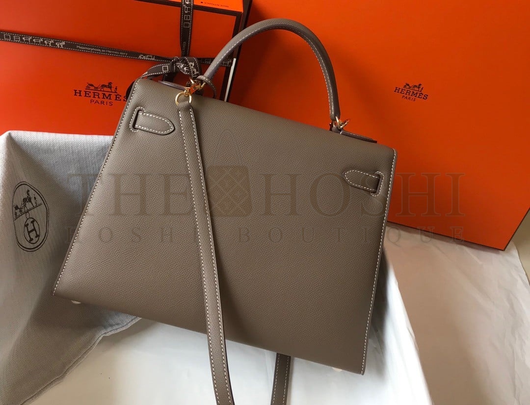 H**me5 Kelly 32cm Sellier Bag in Taupe Epsom Calfskin GHW Master Quality