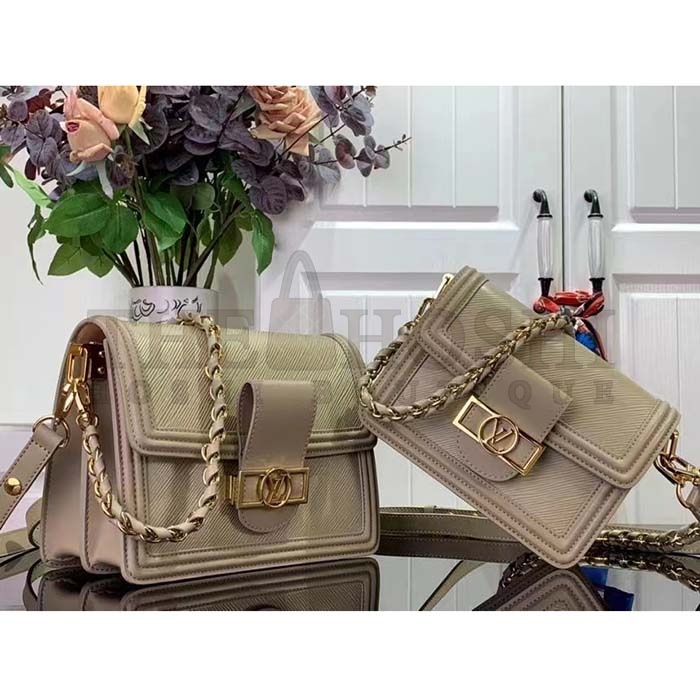 L0vis Vvtt0n LV Women Mini Dauphine Handbag Poivre Brown Epi Grained Cowhide Leather Master Quality