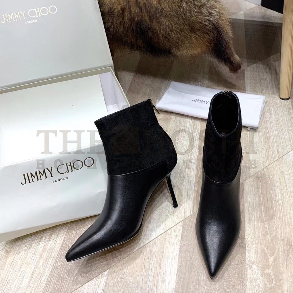 J1m*y Ch00 Beyla 85mm Ankle Boots In Black Leather Master Quality