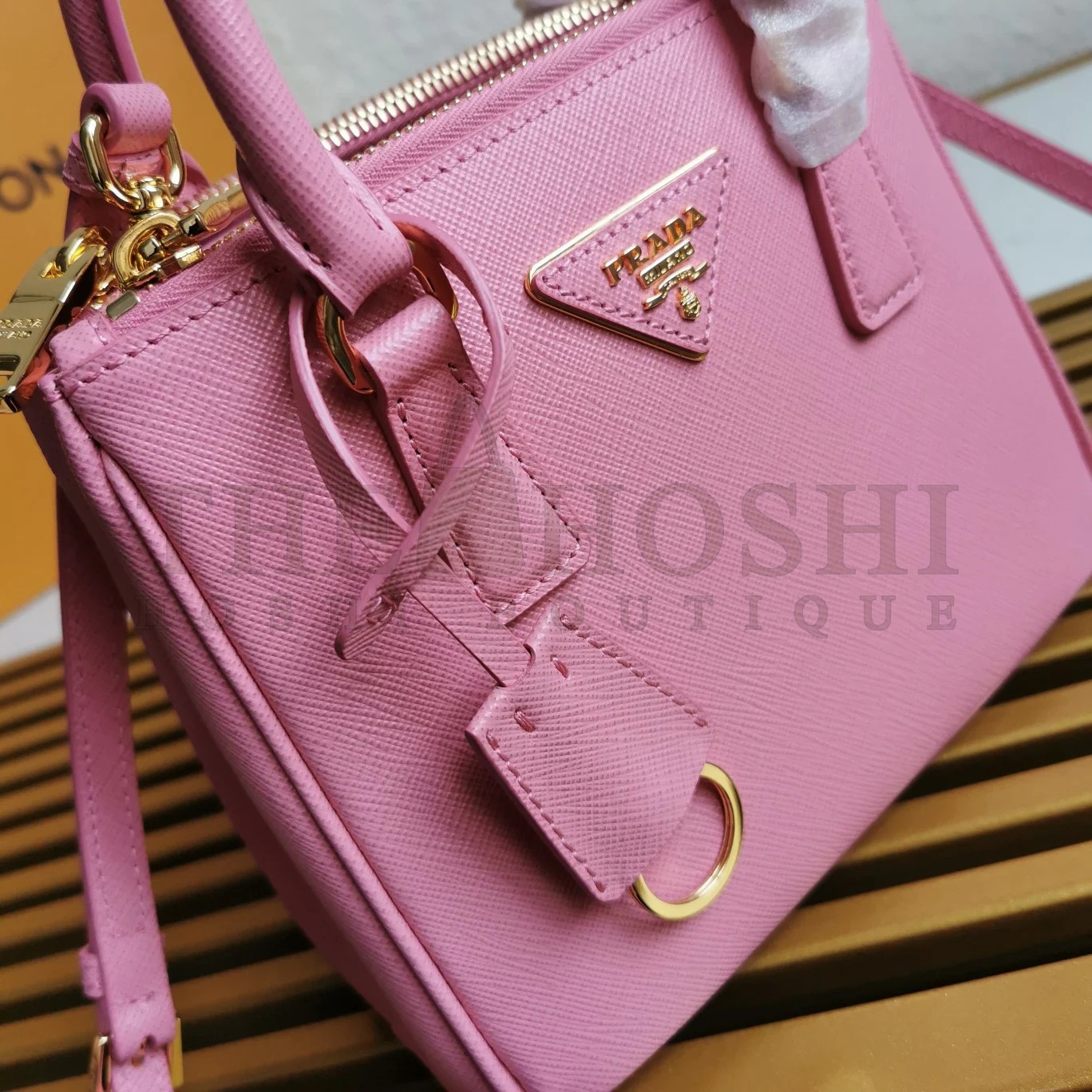 Pra*a Mini Galleria Bag In Pink Saffiano Leather Master Quality