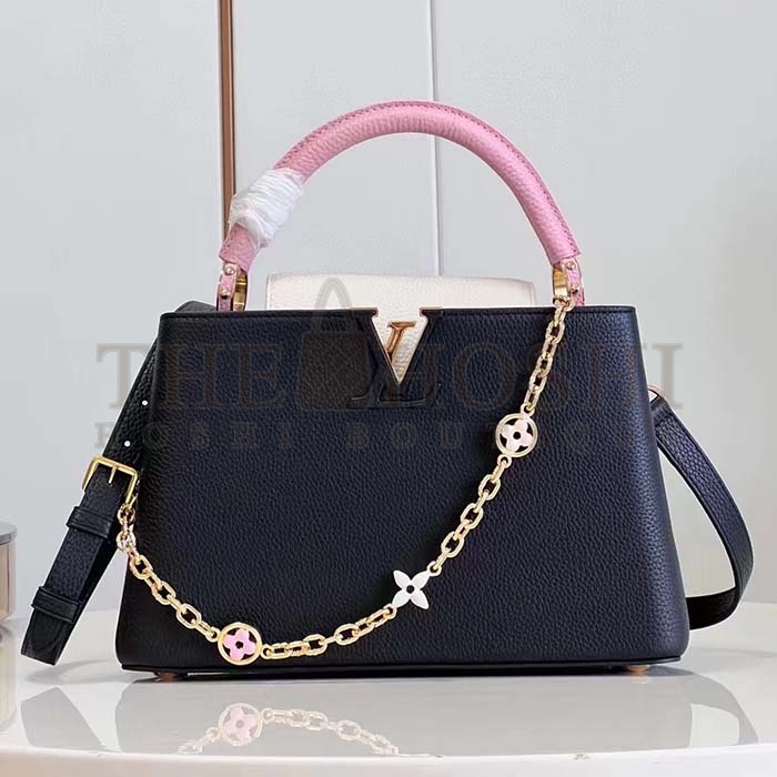 L0vis Vvtt0n LV Women Capucines MM Handbag Black Pink Taurillon Leather Master Quality