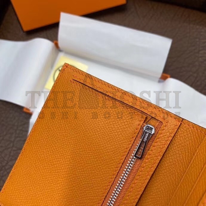 H**me5 Bearn Compact Wallet In Orange Epsom Leather Master Quality