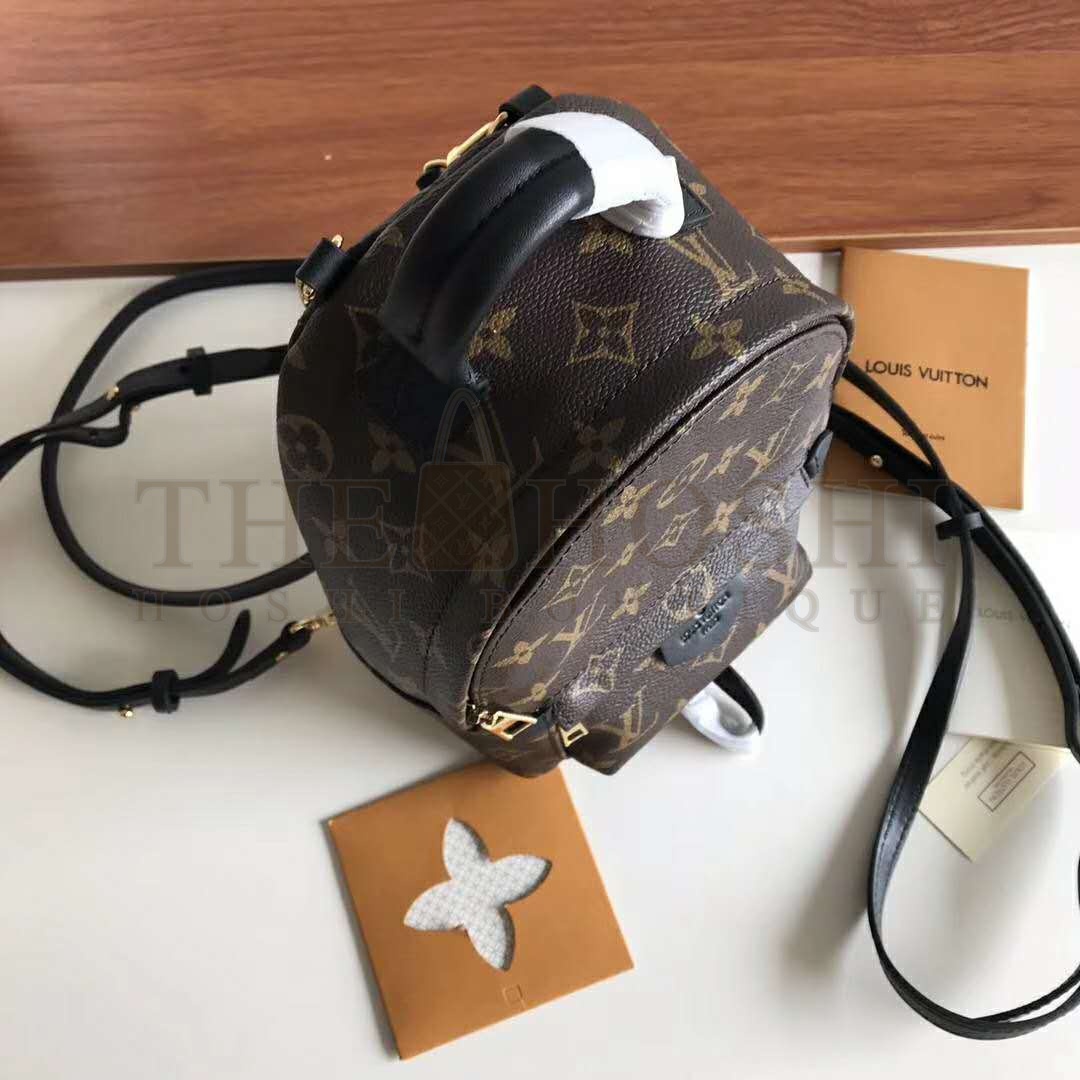 L0vis Vvtt0n LV Unisex Palm Springs Backpack Mini in Monogram Coated Canvas-Brown Master Quality