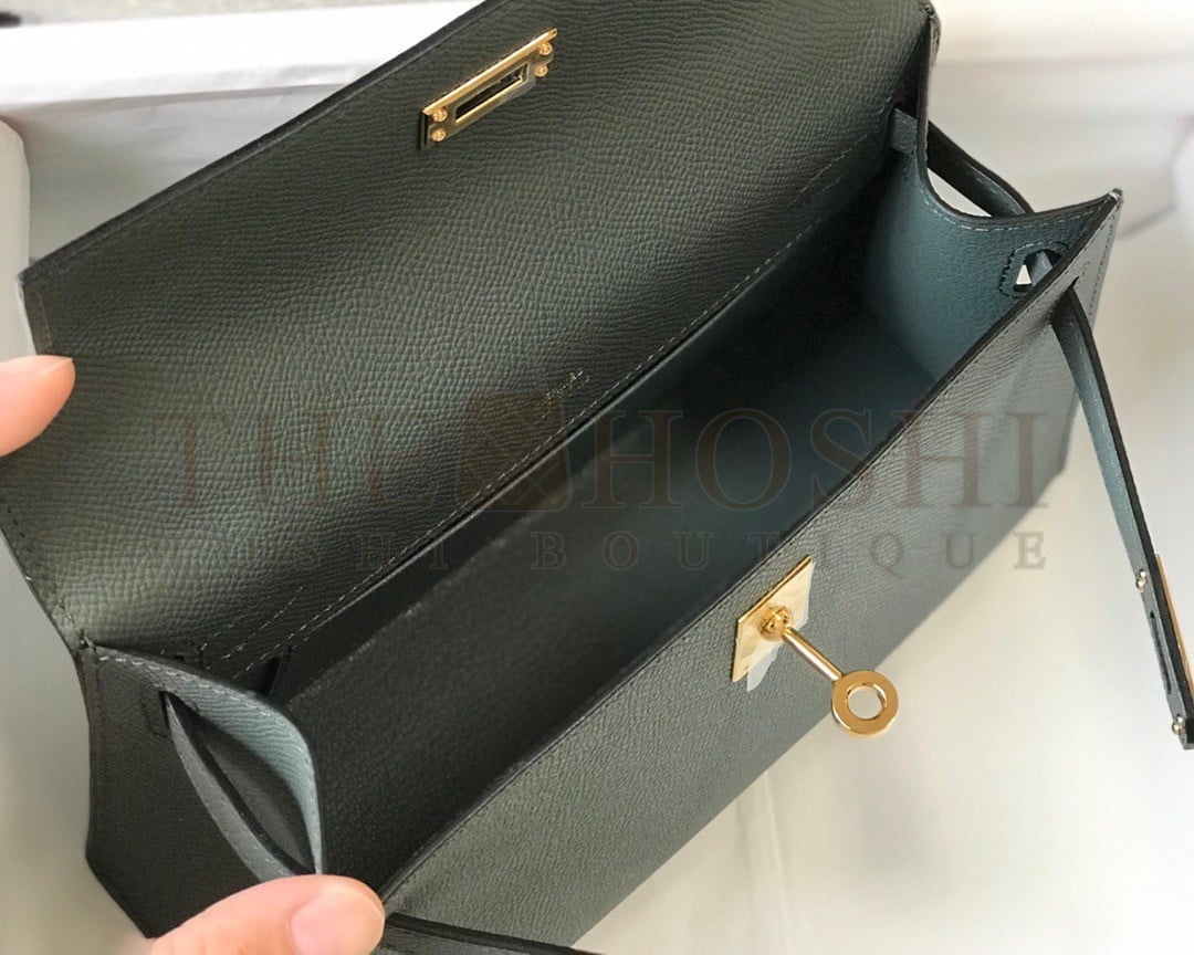 H**me5 Kelly Pochette Clutch Bag In Vert Amande Epsom Leather Master Quality