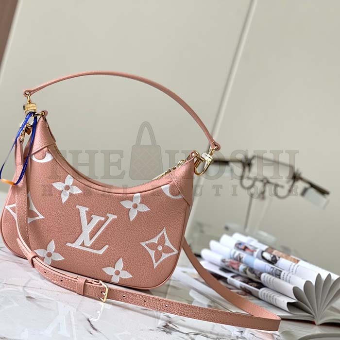 L0vis Vvtt0n LV Women Bagatelle Mini Hobo Handbag Pink Embossed Grained Cowhide Leather Master Quality