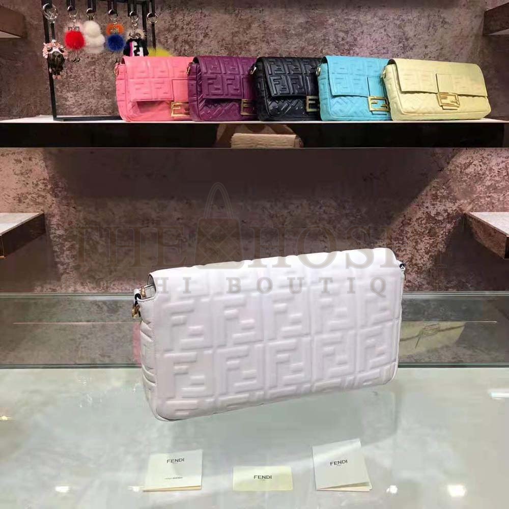 F**di Women Iconic Large Baguette Leather Bag-White Master Quality