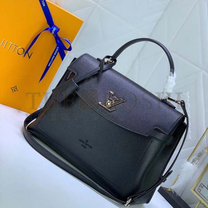 L0vis Vvtt0n LV Women Lockme Ever MM Handbag Black Soft Grained Calfskin Master Quality