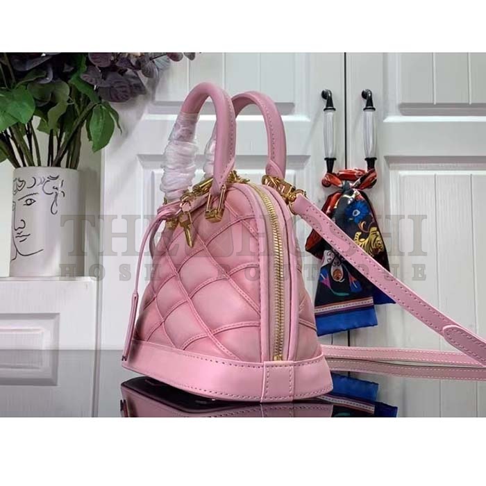 L0vis Vvtt0n LV Women Alma BB Handbag Rosabella Pink Lamb Cowhide Leather Master Quality