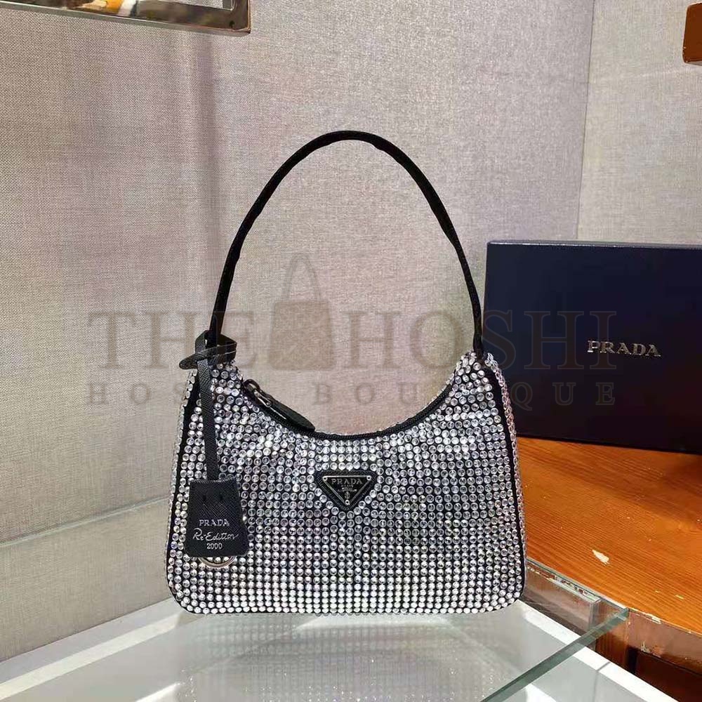 Pra*a Women Duchesse and Crystal Mini-Bag-Black Master Quality