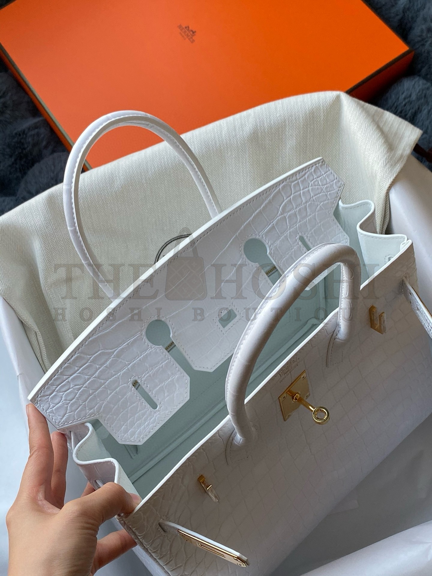 H**me5 Birkin 30 Handmade Bag In White Crocodile Niloticus Matte Skin Master Quality