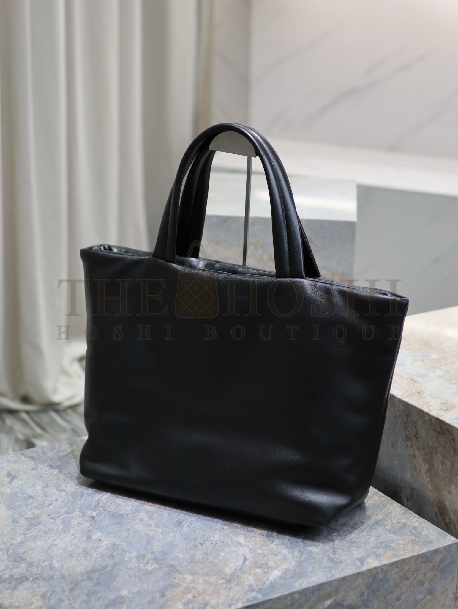 Sa1nt Lau*nt Wide Puffer Tote Bag in Black Nappa Lambskin Master Quality