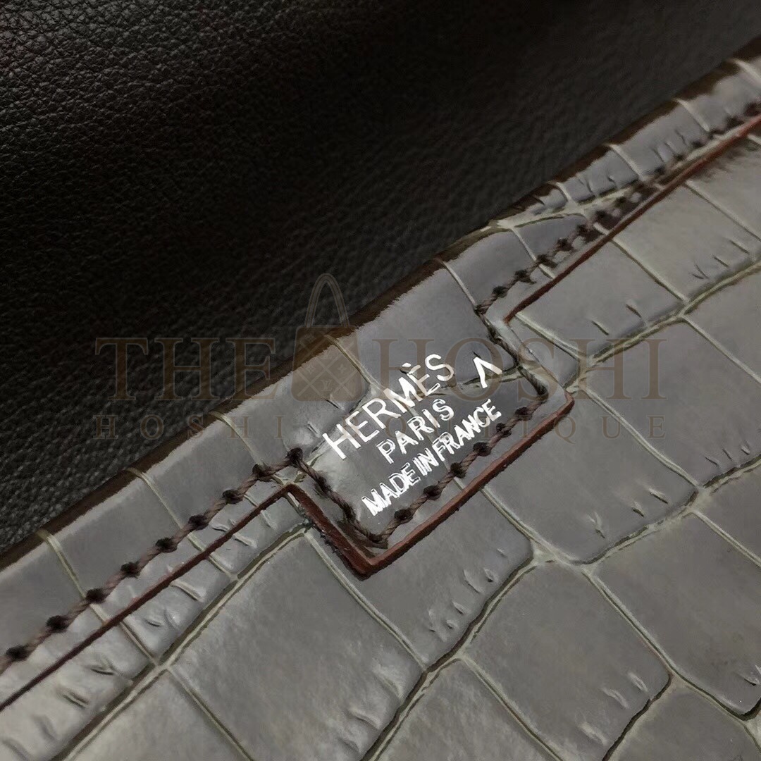 H**me5 Jige Elan 29 Clutch In Chocolate Crocodile Leather Master Quality
