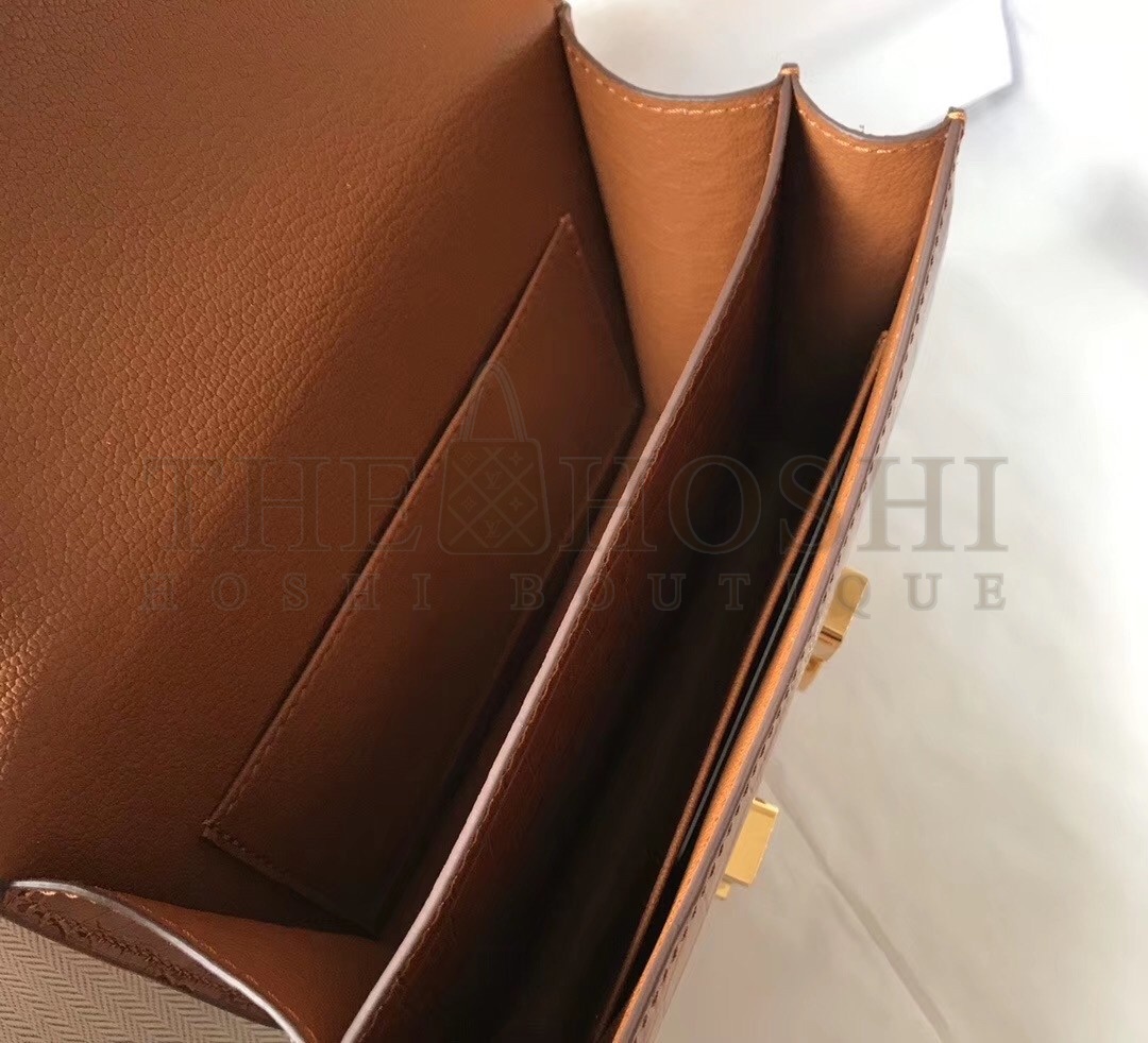 H**me5 Constance 18cm Bag In Brown Embossed Crocodile Master Quality