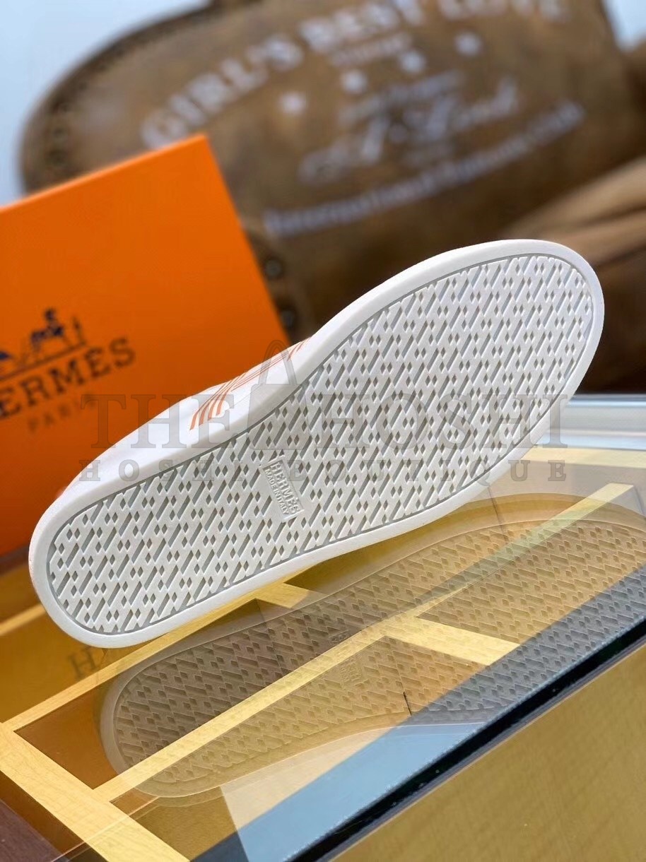 H**me5 Avantage Sneakers In White/Orange Calfskin Master Quality