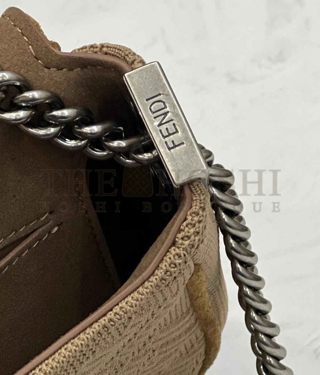 F**di Baguette Chain Midi Bag In Beige FF Fabric Master Quality