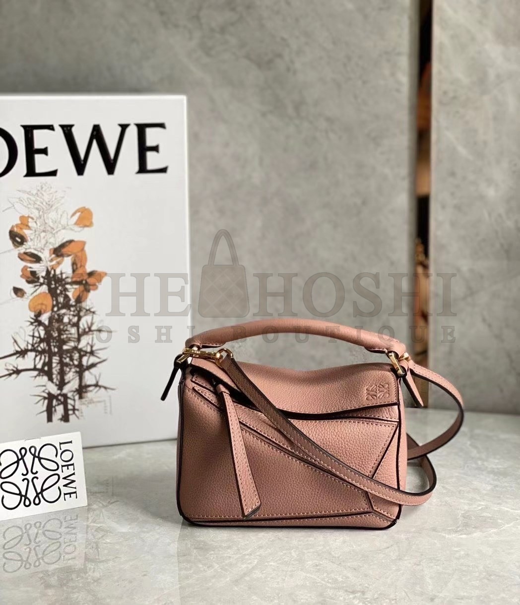 L0ew* Puzzle Mini Bag In Dark Blush Grained Calfskin Master Quality