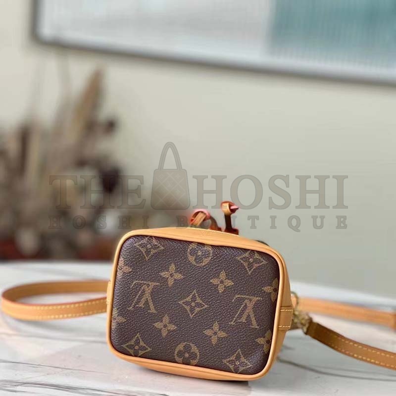 L0vis Vvtt0n LV Women Nano Noé Bucket Bag Monogram Coated Canvas Brown Master Quality