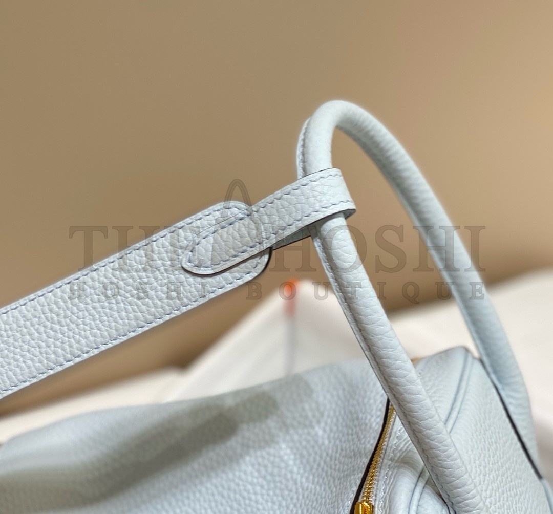 H**me5 Lindy 30cm Bag In Blue Brume Clemence Leather GHW Master Quality