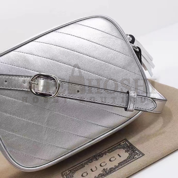 Gvc*1 Women GG Blondie Small Shoulder Bag Metallic Silver Leather Zipper Closure Master Quality