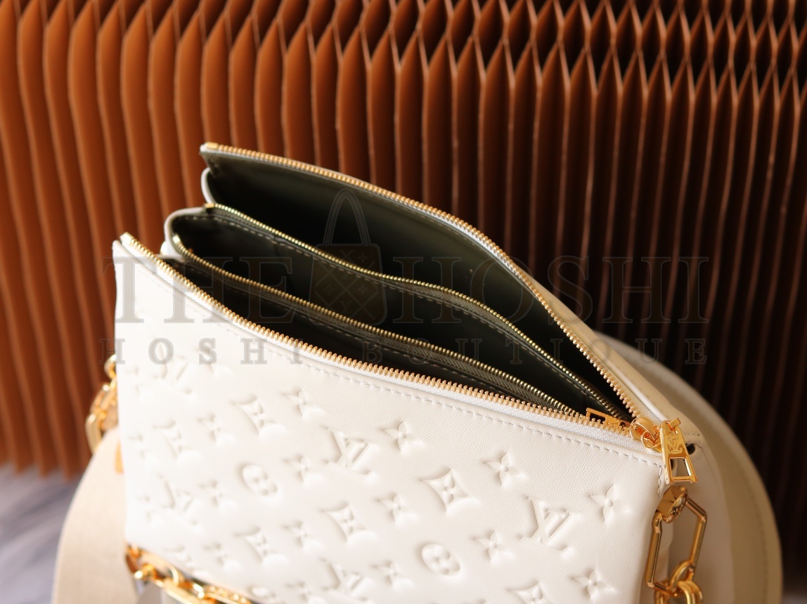 L0vis Vvtt0n LV Women Coussin PM Handbag Cream Monogram-Embossed Puffy Lambskin Calfskin Master Quality