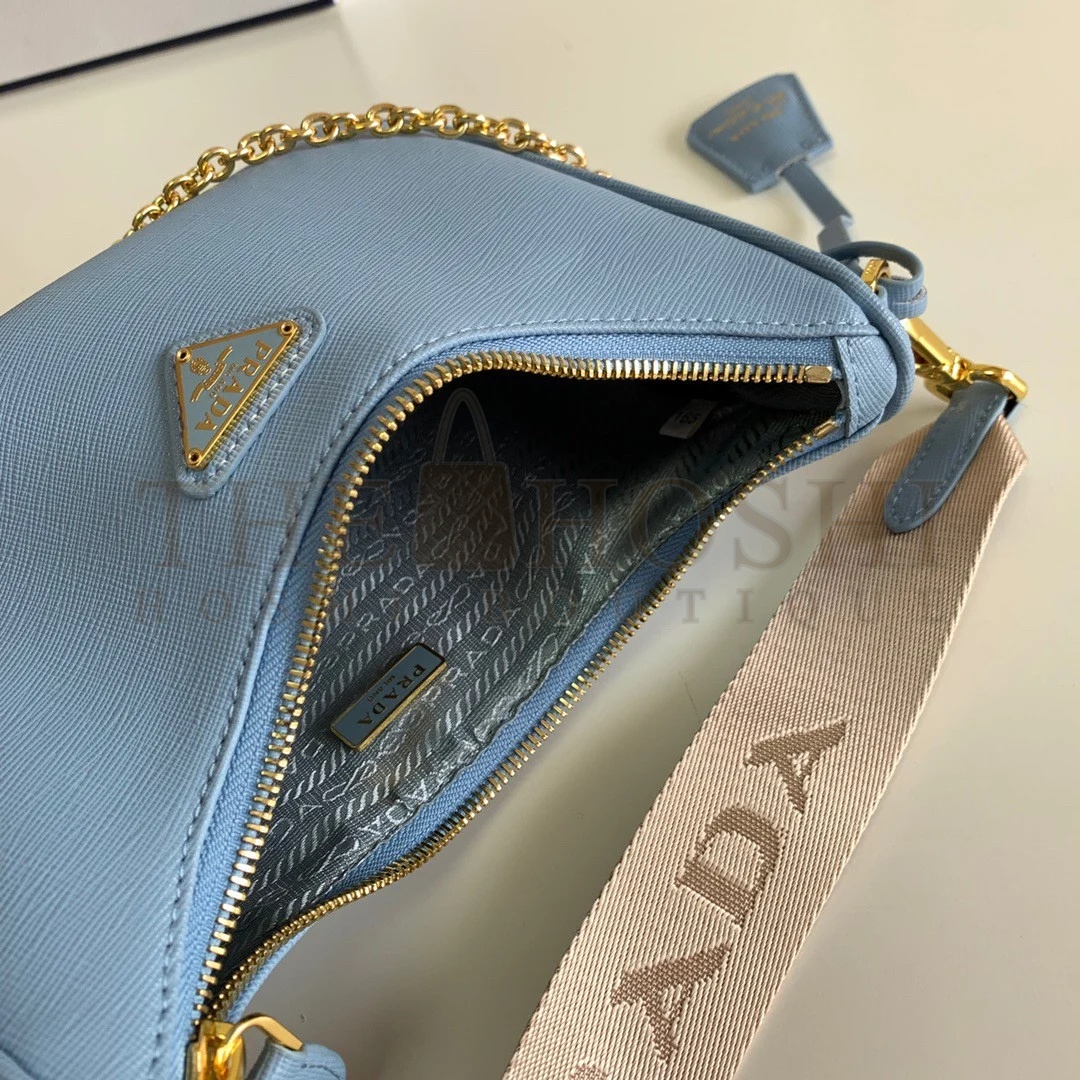 Pra*a Re-Edition 2005 Shoulder Bag In Blue Saffiano Leather Master Quality