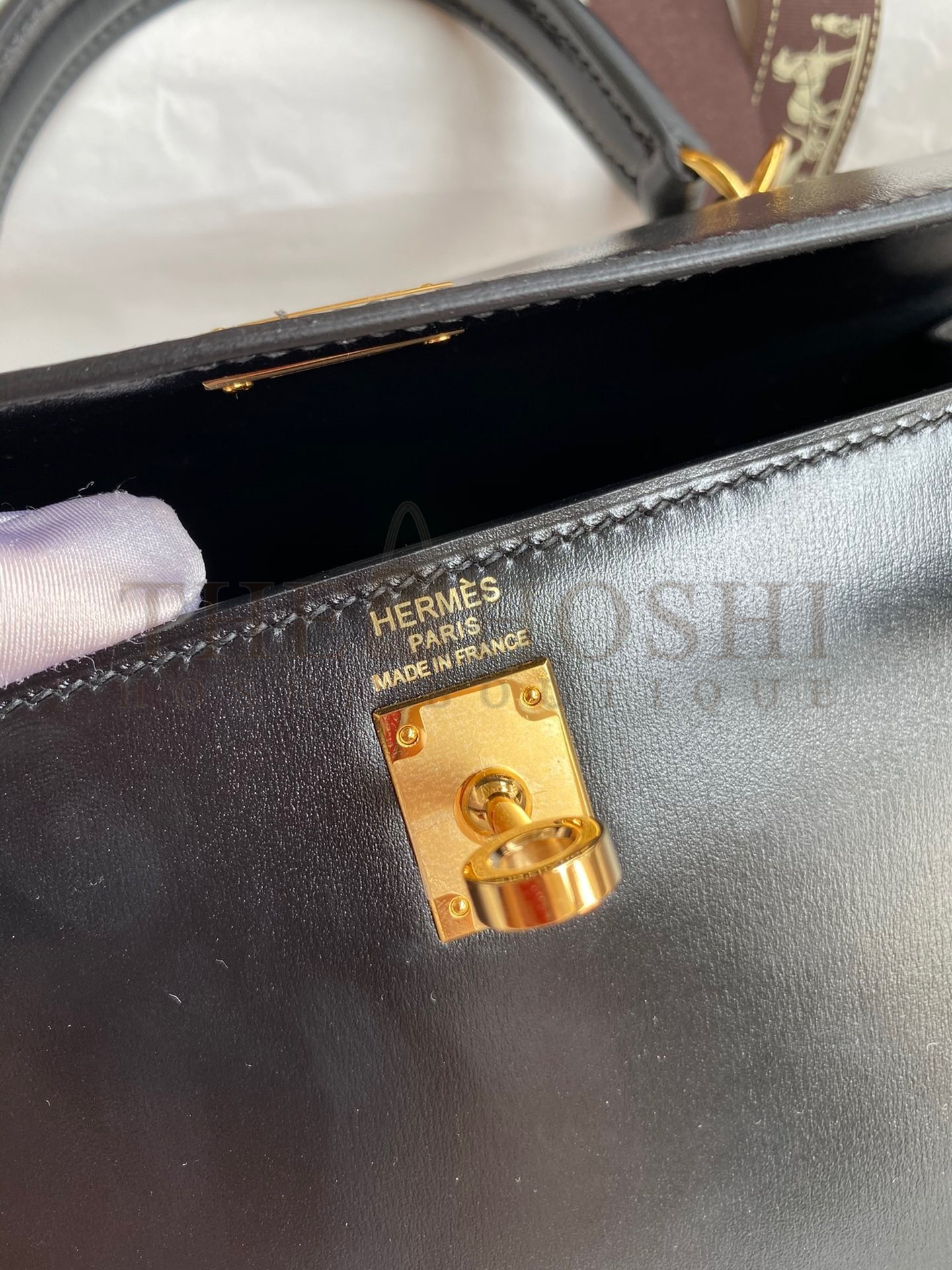 H**me5 Kelly Sellier 25 Handmade Bag In Black Box Calfskin Master Quality