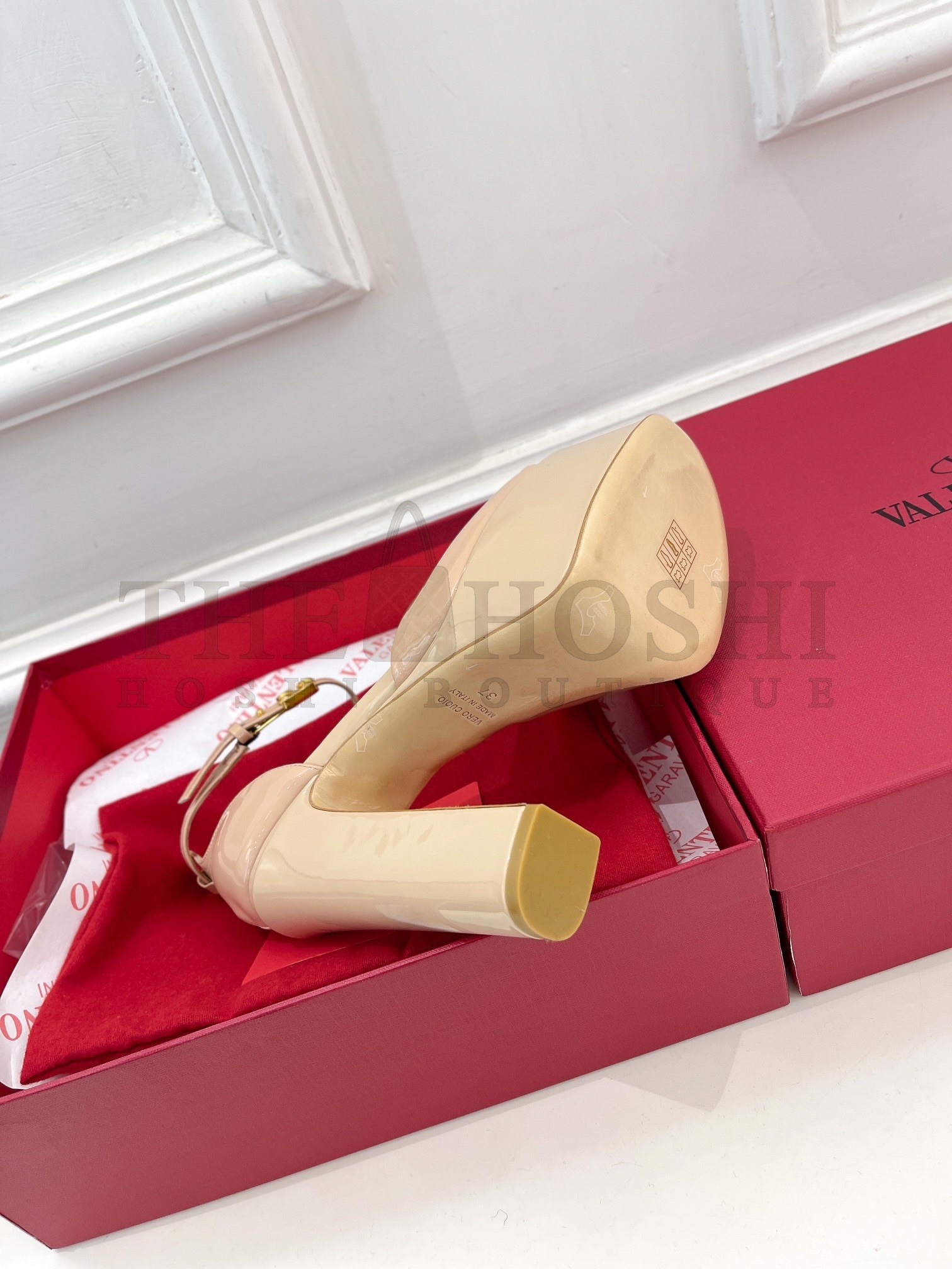 Va1e*ntin0 Tan-Go Platform Sandals 155mm In Rose Cannelle Patent Leather Master Quality